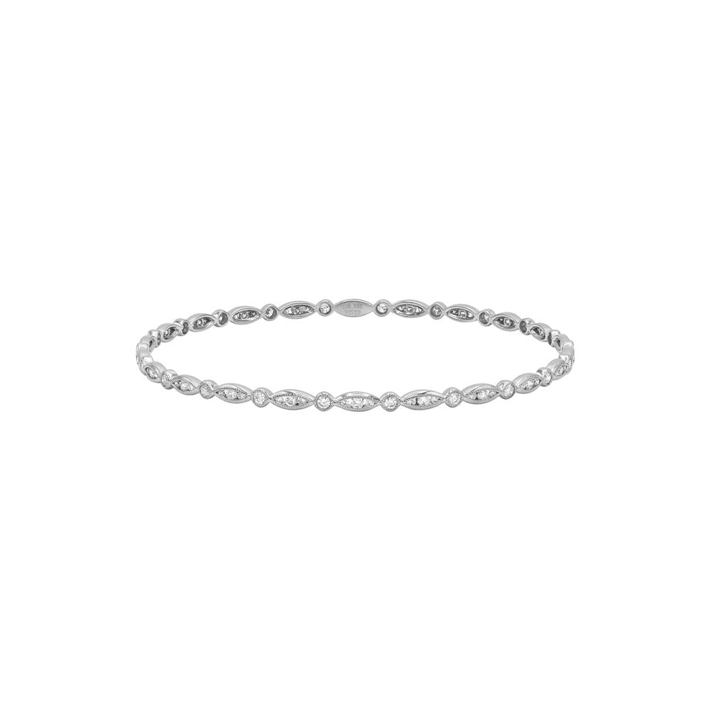 18 Karat White Gold Diamond bangle marquise and round pattern