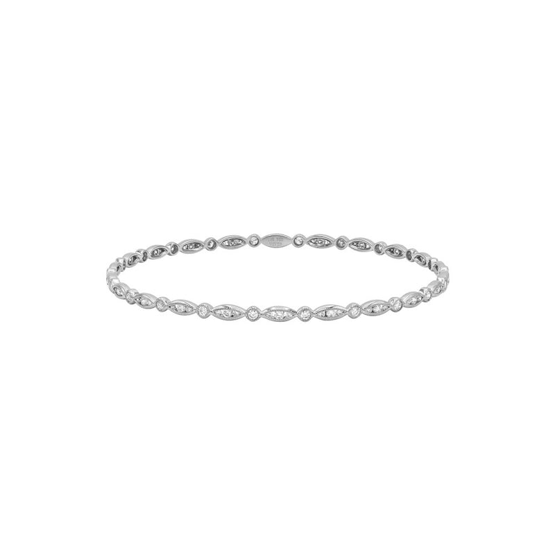 18 Karat White Gold Diamond bangle marquise and round pattern