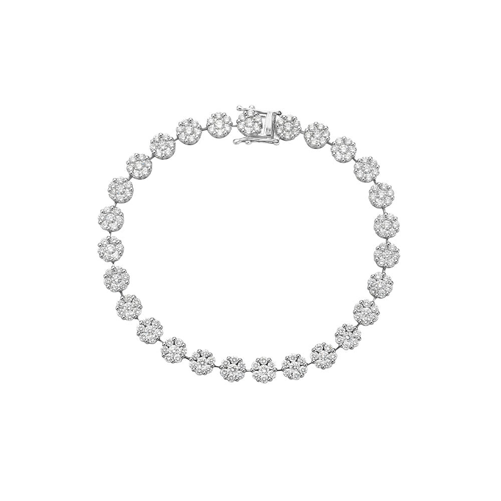 18 Karat White Gold Tennis Bracelet with Diamond stations
