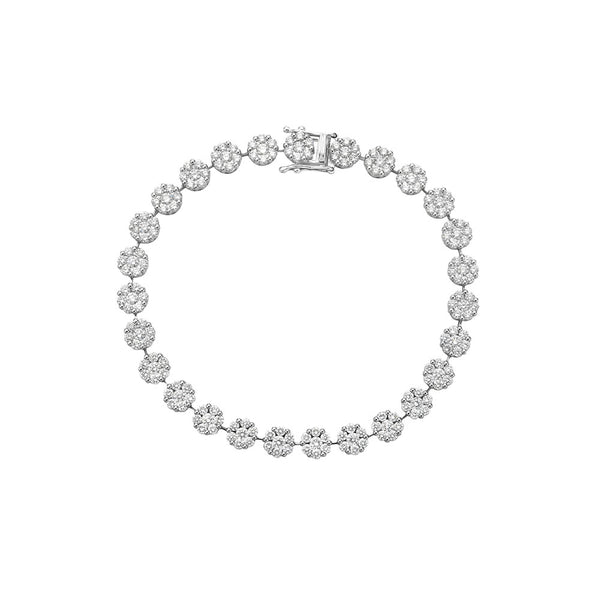 18 Karat White Gold Tennis Bracelet with Diamond stations