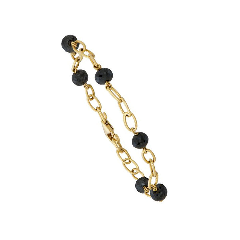 18 Karat Yellow Gold Disco Black Diamond Bracelet