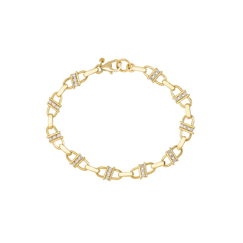 18 Karat Yellow Gold Blair Link Bracelet with Diamonds