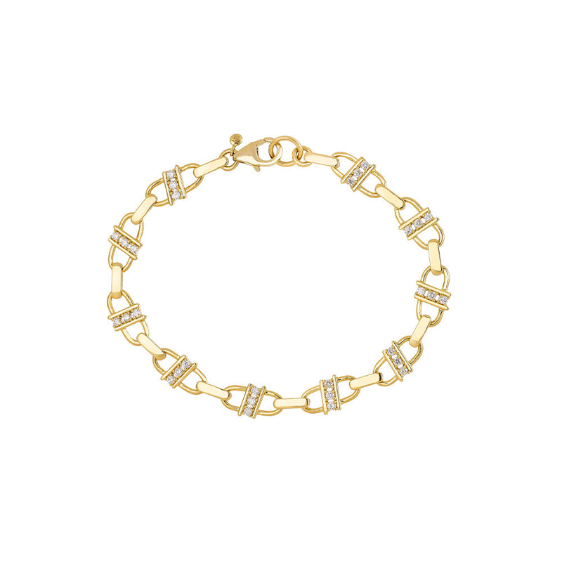 18 Karat Yellow Gold Blair Link Bracelet with Diamonds