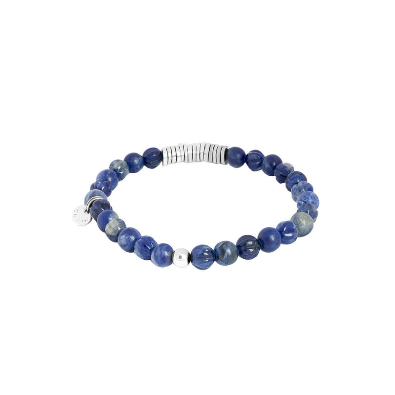 Sterling Silver Blue Sodalite Bead Bracelet