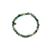 Sterling Silver Bead Bracelet With Moss Agate