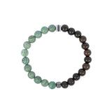 Sterling Silver Mens Bead Bracelet with Ebony and Green Wood Jasper Beads