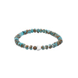 Sterling Silver Mens Bracelet With Blue and Gold Jasper Beads And Sterling Silver Nuggets
