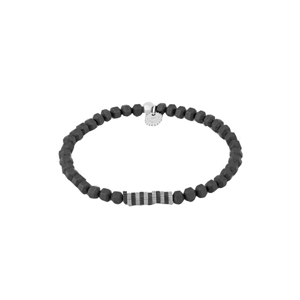 Sterling Silver Mens Bracelet with Hematite Beads