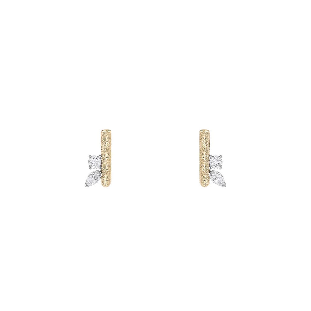 14 Karat Yellow Gold Hand Textured "Ciana" Ear Cuffs with Diamonds