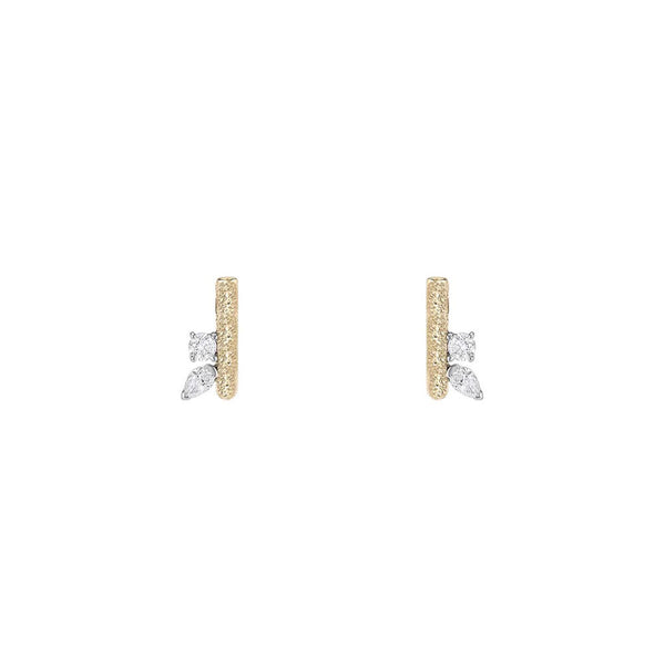 14 Karat Yellow Gold Hand Textured "Ciana" Ear Cuffs with Diamonds