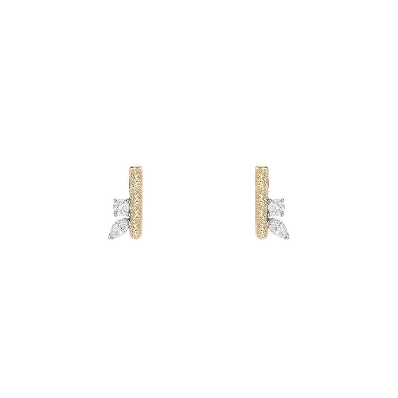 14 Karat Yellow Gold Hand Textured "Ciana" Ear Cuffs with Diamonds