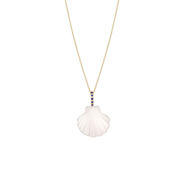 14 Karat Yellow Gold MARIS shell pendant sapphires