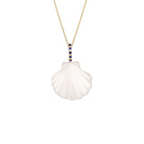 14 Karat Yellow Gold MARIS shell pendant sapphires