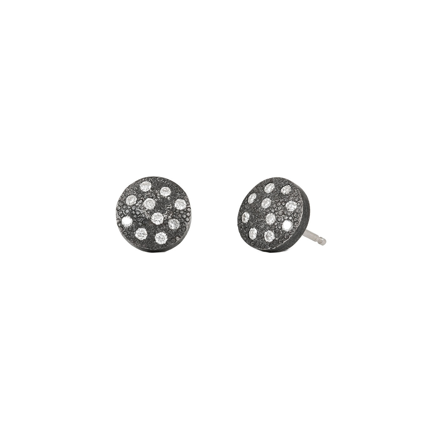 Sterling silver black rhodium CARROLL stud earrings with diamonds