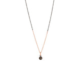 Sterling Silver Black Rhodium CASS small disc pendant with champagne diamonds