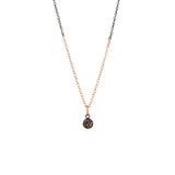 Sterling Silver Black Rhodium CASS small disc pendant with champagne diamonds