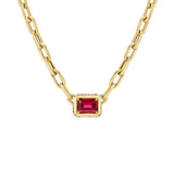 8 Karat Yellow Gold Bezel Necklace with Rubalite and pink sapphires