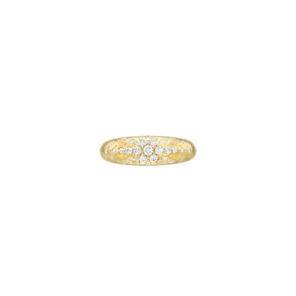 18 Karat Yellow Gold Domed Stacking Ring with scattered Diamonds