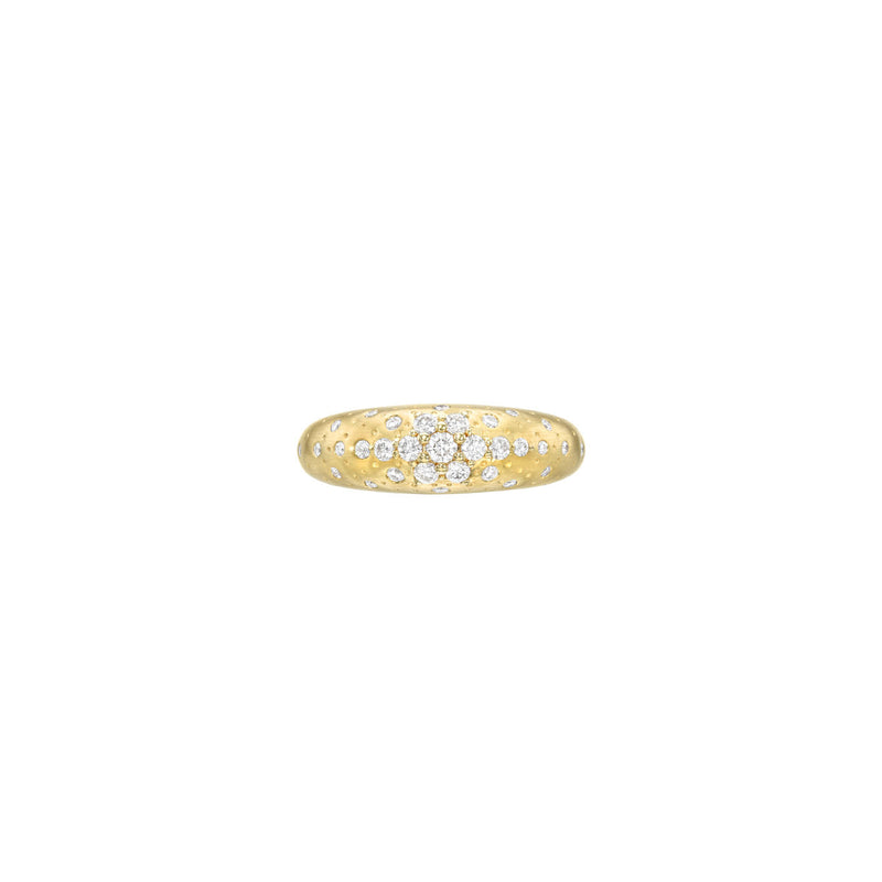 18 Karat Yellow Gold Domed Stacking Ring with scattered Diamonds