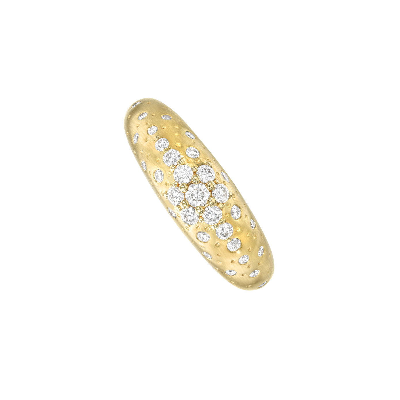 18 Karat Yellow Gold Domed Stacking Ring with scattered Diamonds