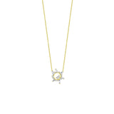 18 Karat Yellow Gold Small Open Circle Necklace with various shape diamonds by meredith young