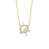 18 Karat Yellow Gold Small Open Circle Necklace with various shape diamonds by meredith young