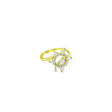 8 Karat Yellow Gold Small Open Circle with various shape diamonds
