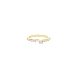 18 Karat Yellow Gold Asymmetric Band with Diamond Baguettes
