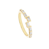 18 Karat Yellow Gold Asymmetric Band with Diamond Baguettes