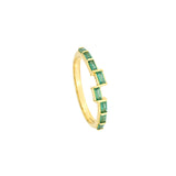 18 Karat Yellow Gold Asymmetric Band with Emeralds