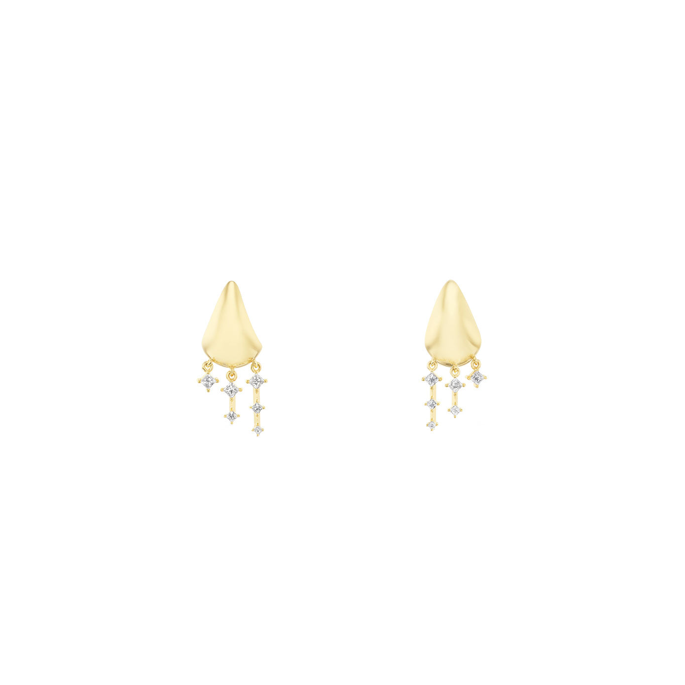 18 Karat Yellow Gold Chasm Post Huggy Earrings with Diamond drops