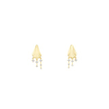18 Karat Yellow Gold Chasm Post Huggy Earrings with Diamond drops