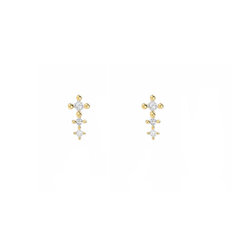 18 Karat Yellow Gold Diamond Studs