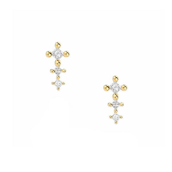 18 Karat Yellow Gold Diamond Studs