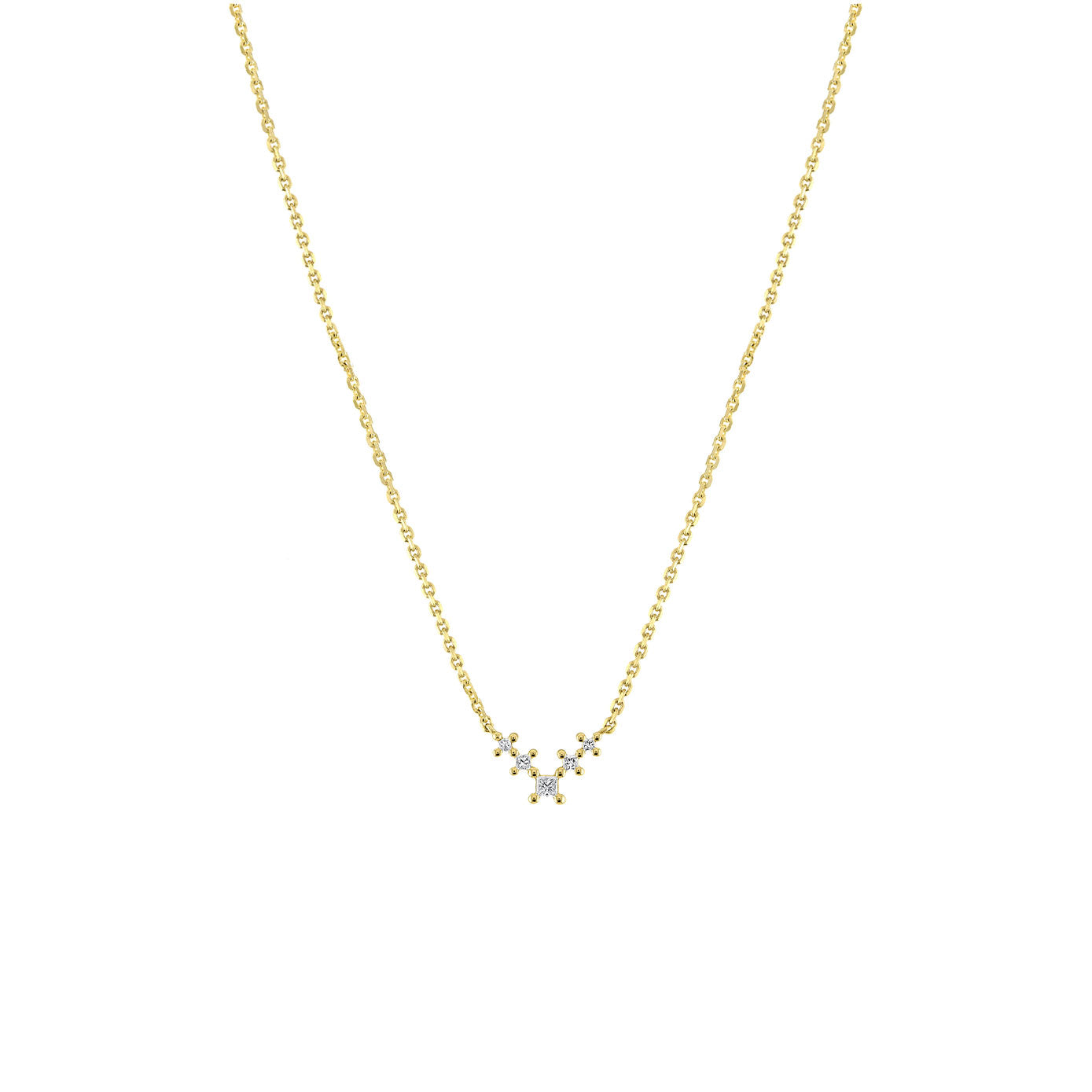 18 Karat Yellow Gold Petite Stepped Necklace with diamonds