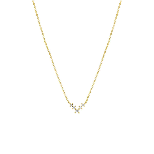 18 Karat Yellow Gold Petite Stepped Necklace with diamonds
