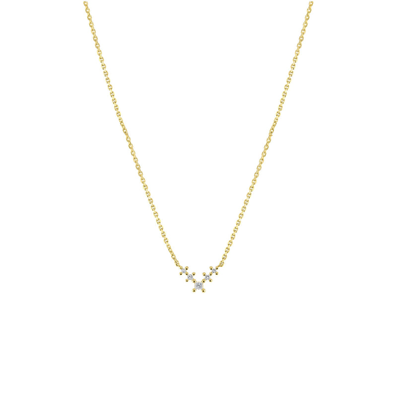 18 Karat Yellow Gold Petite Stepped Necklace with diamonds