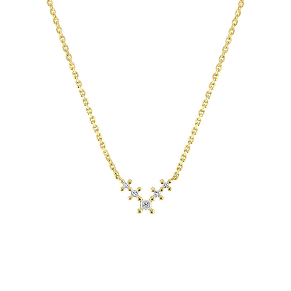 18 Karat Yellow Gold Petite Stepped Necklace with diamonds