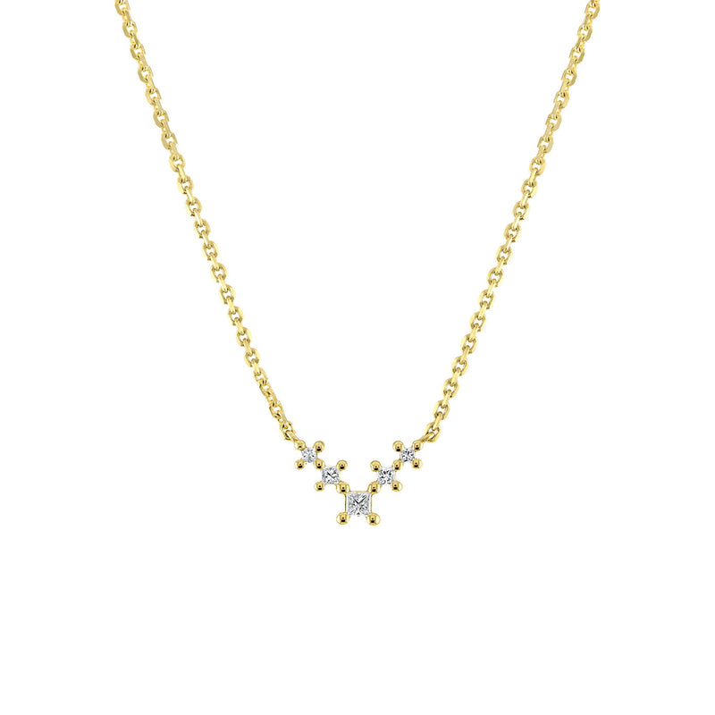 18 Karat Yellow Gold Petite Stepped Necklace with diamonds