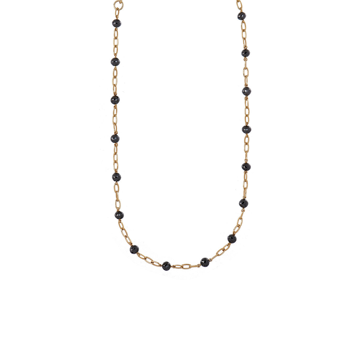 18 Karat Yellow Gold Disco Necklace with Black Diamonds
