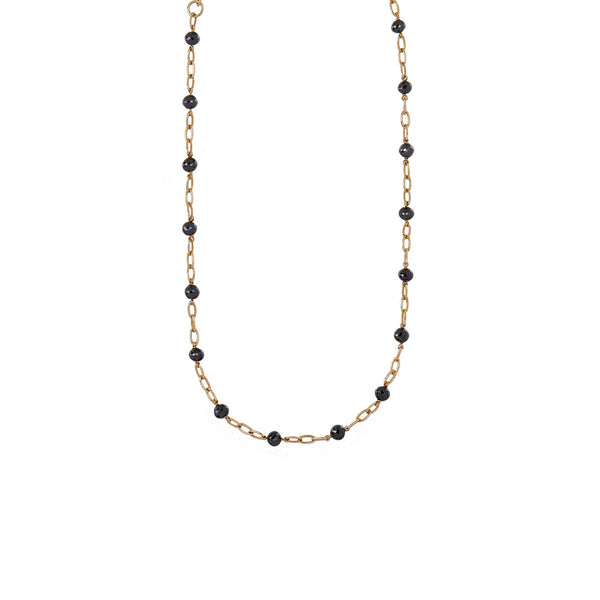 18 Karat Yellow Gold Disco Necklace with Black Diamonds