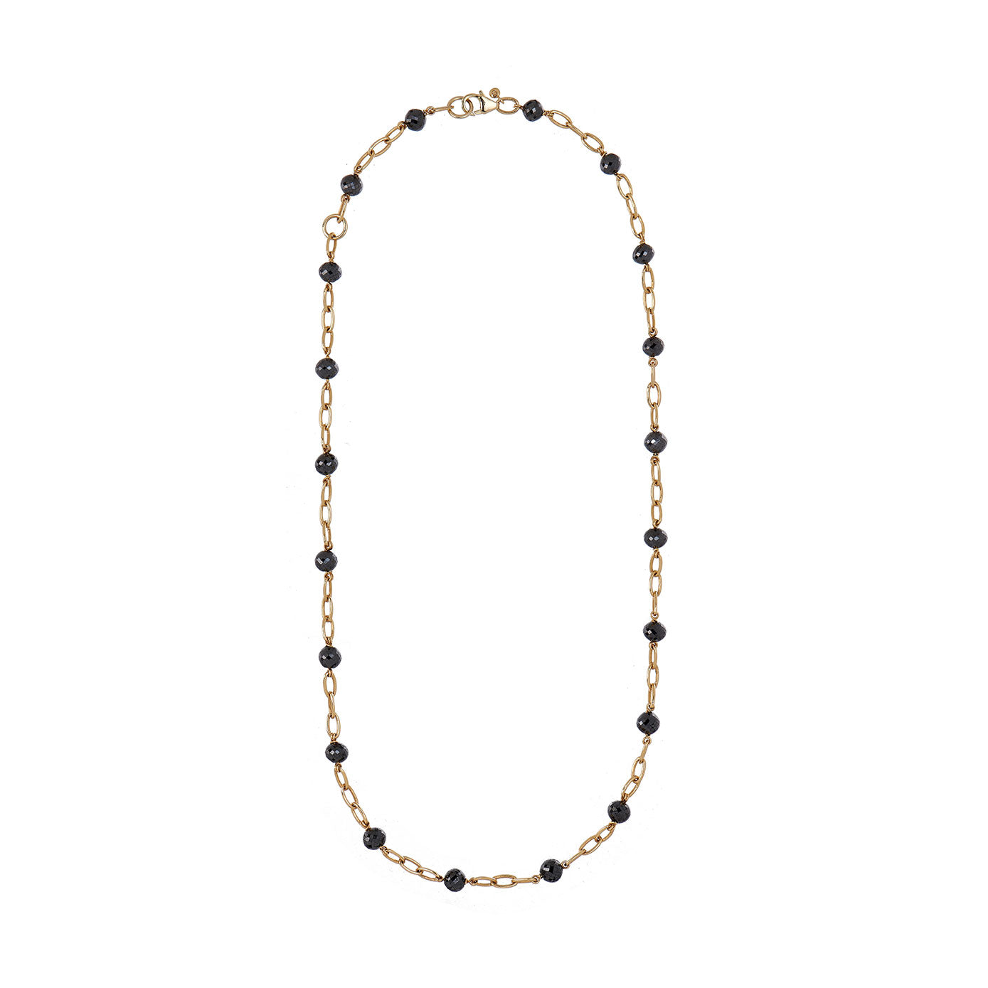18 Karat Yellow Gold Disco Necklace with Black Diamonds