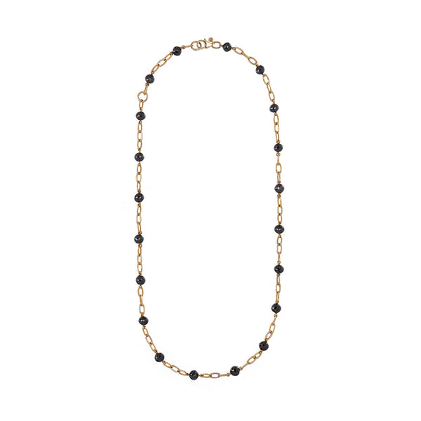 18 Karat Yellow Gold Disco Necklace with Black Diamonds