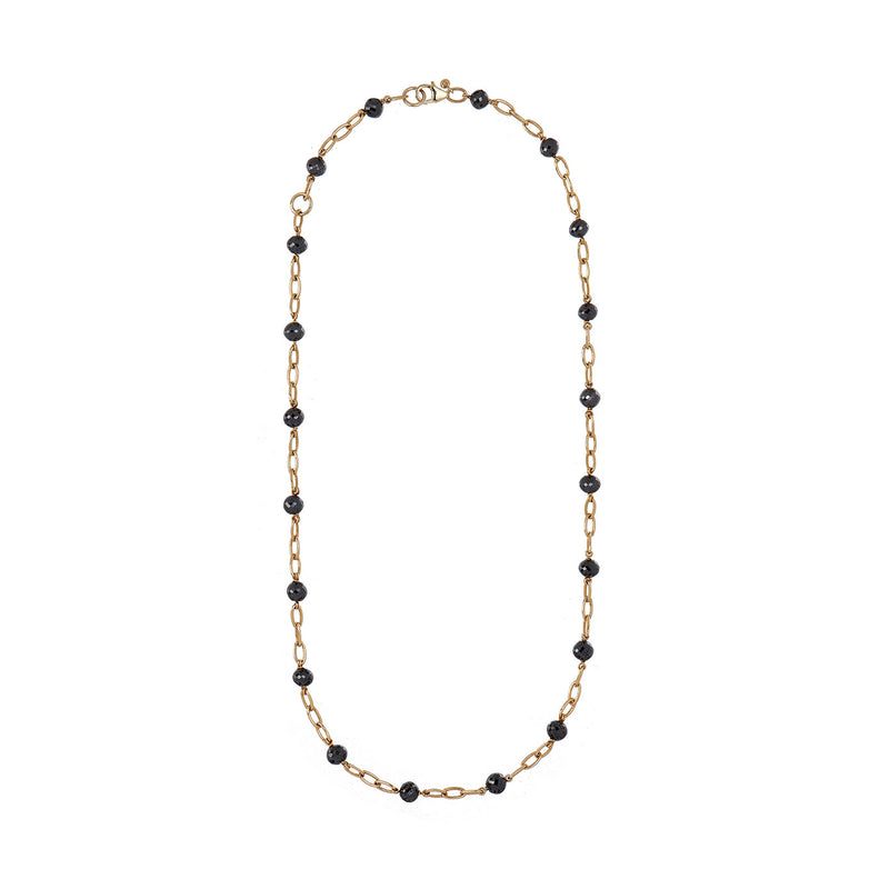 18 Karat Yellow Gold Disco Necklace with Black Diamonds