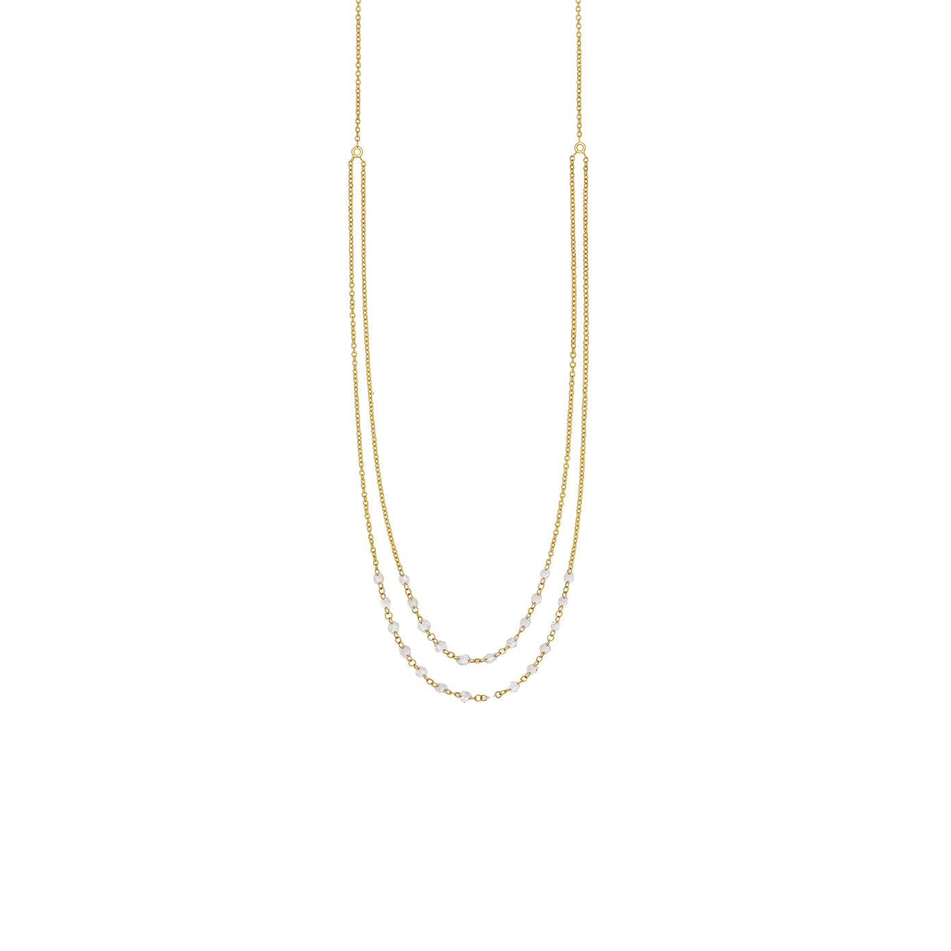 18 Karat Yellow Gold Cien double strand Necklace with Rose Cut Diamonds