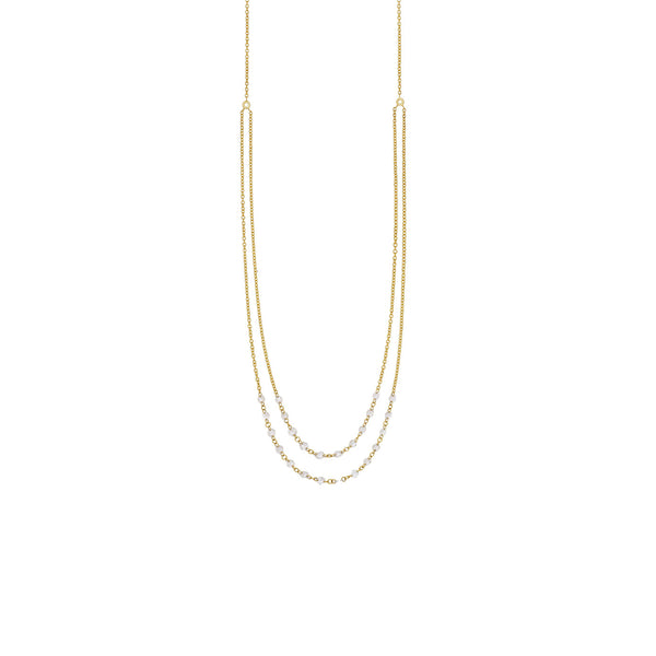 18 Karat Yellow Gold Cien double strand Necklace with Rose Cut Diamonds
