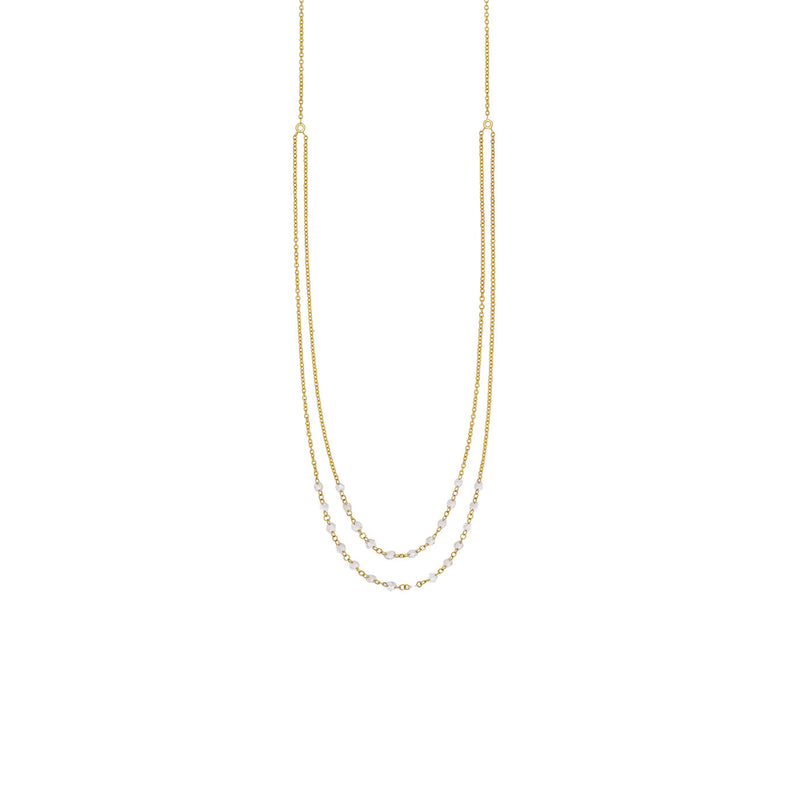 18 Karat Yellow Gold Cien double strand Necklace with Rose Cut Diamonds