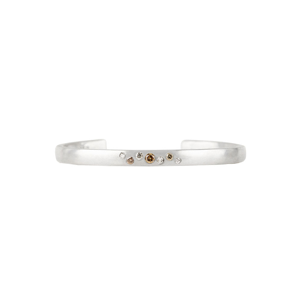 Sterling Silver CIE cuff bracelet with champagne and white diamonds