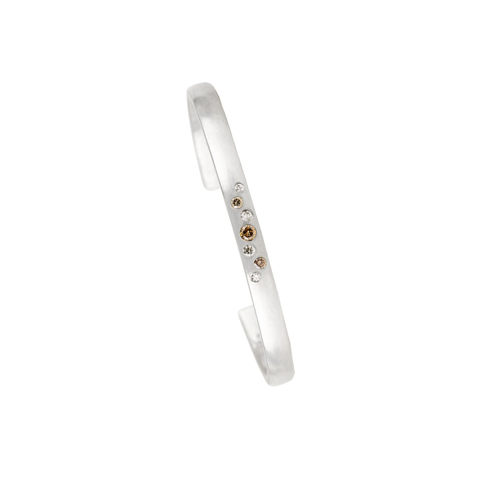 Sterling Silver CIE cuff bracelet with champagne and white diamonds