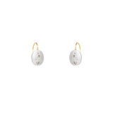 Sterling silver CIE disc drop earrings with champagne and white diamonds